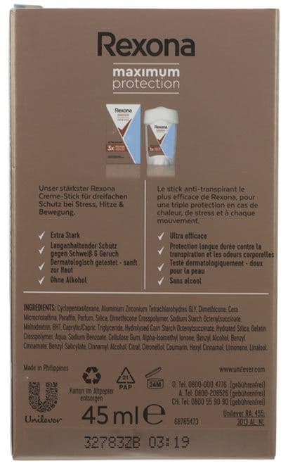 Rexona Deodorant Stick 45ml Maximale Bescherming Frisse Geur 2