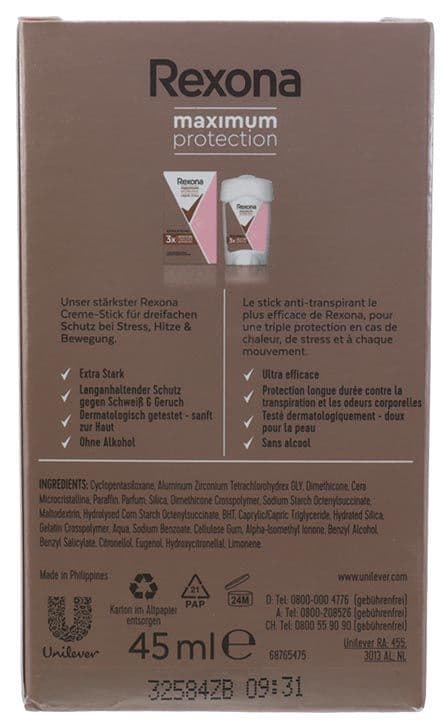 Rexona Deodorant Stick 45ml Maximale Bescherming Zelfvertrouwen 2
