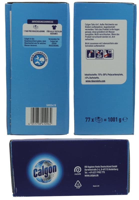 Calgon 4-in-1 tabletten, 77 stuks, waterontharder, 1001 g 2