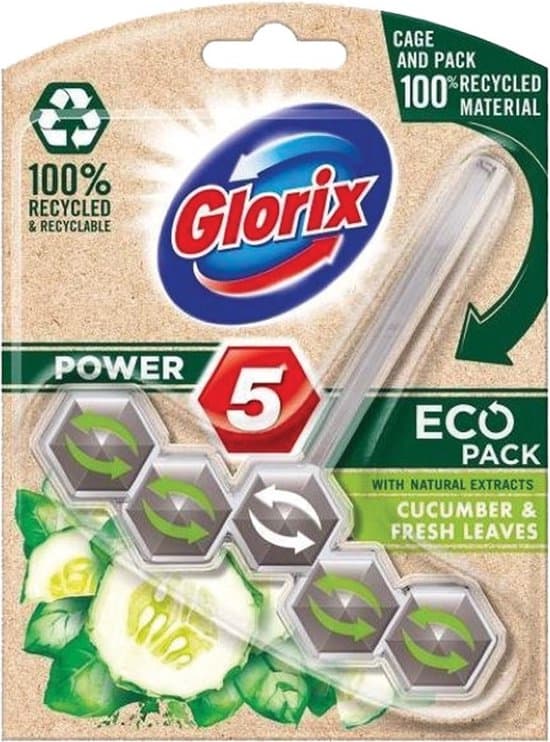 Glorix Toiletblok Power 5 Cucumber & Fresh leaves 55gr