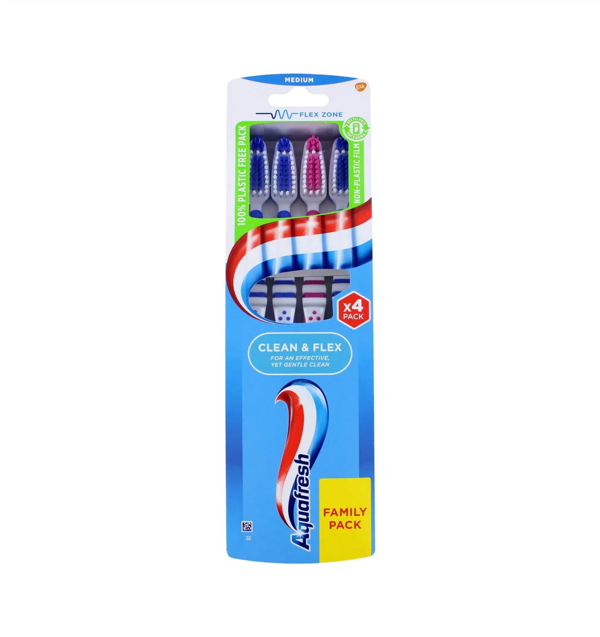 Aquafresh Tandenborstel Clean & Flex Medium 4 Stuks